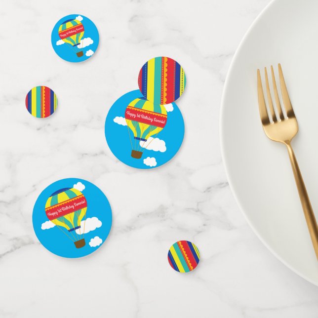 Confettis Balloon à air chaud mignon coloré 1er anniversaire (Groupe)