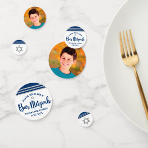 Confettis Bar Mitzvah Modern Navy Blue Silver Tallit Script