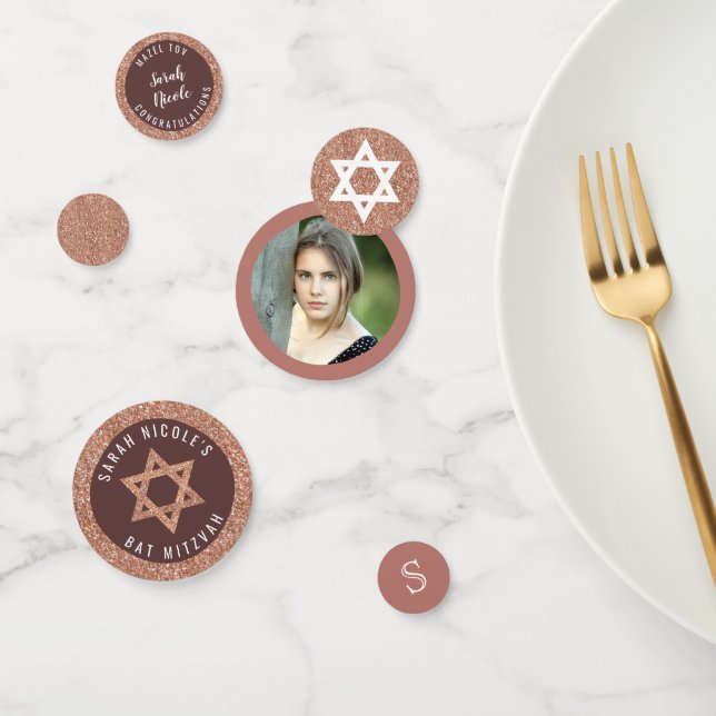 Confettis Bat mitzvah Rose Gold Faux Parties scintillant Gla (Groupe)