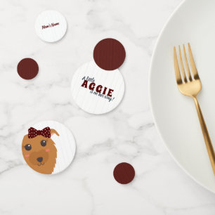 Confettis Bébé fille Chien Maroon Baby shower