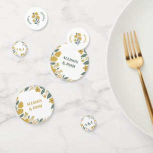 Confettis Beurre jaune Floral Mariage moderne