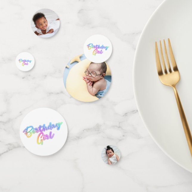 Confettis Birthday Girl 3-Photo Custom Birthday Table (Groupe)