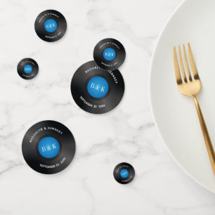 Confettis Black Blue Rock N Rouleau Monogramme Nom Vinyl Rec