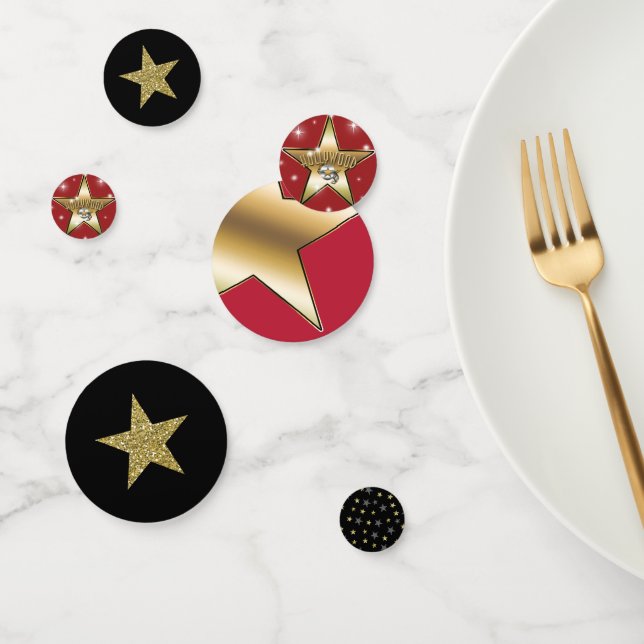 Confettis Black Red Gold Parties scintillant Stars Hollywood (Groupe)