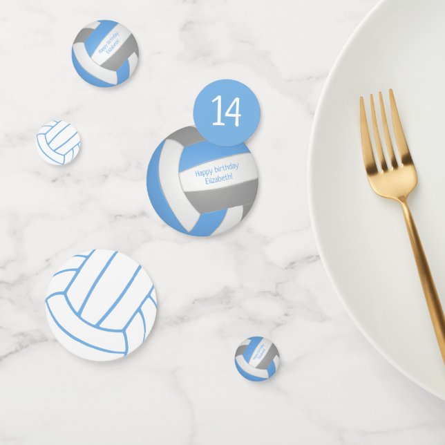 Confettis bleu clair gris ados enfants volleyball anniversai (Groupe)