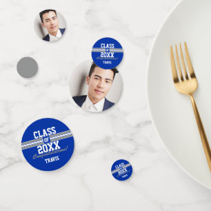 Confettis Bleu et Gris Diplôme Photo Félicitations