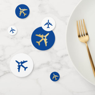 Confettis Bleu Or Voyage Thème Romantique Cœur Avion