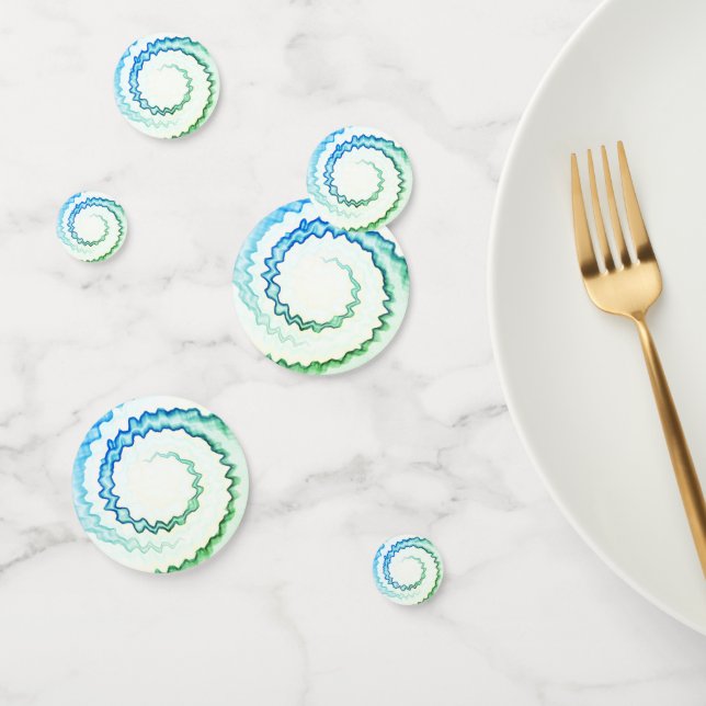 Confettis Bleu Vert blanc tourbillon teinture funky fête (Groupe)