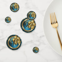 Blue and Gold Abstract Happy 00th Birthday
