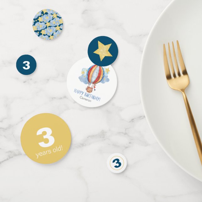 Confettis Blue Red Hot Air Balloon Stars Enfants Joyeux anni (Groupe)