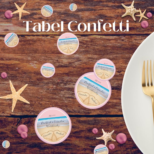 Confettis Blush Pink Beach Mariage 2 Coeurs (Créateur téléchargé)