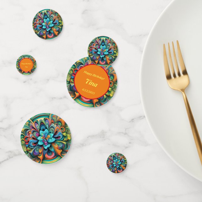 Confettis Boho aux fleurs colorées (Groupe)