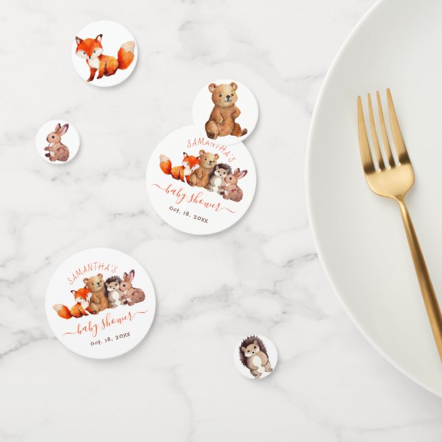Confettis Bois Animaux Baby shower Fox ours Bunny Script (Groupe)