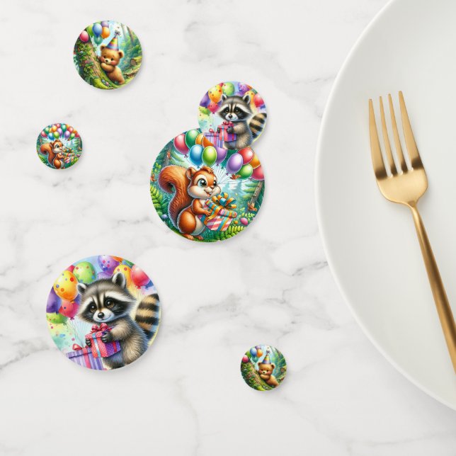 Confettis Bois Animaux Thématique fête d'anniversaire (Groupe)