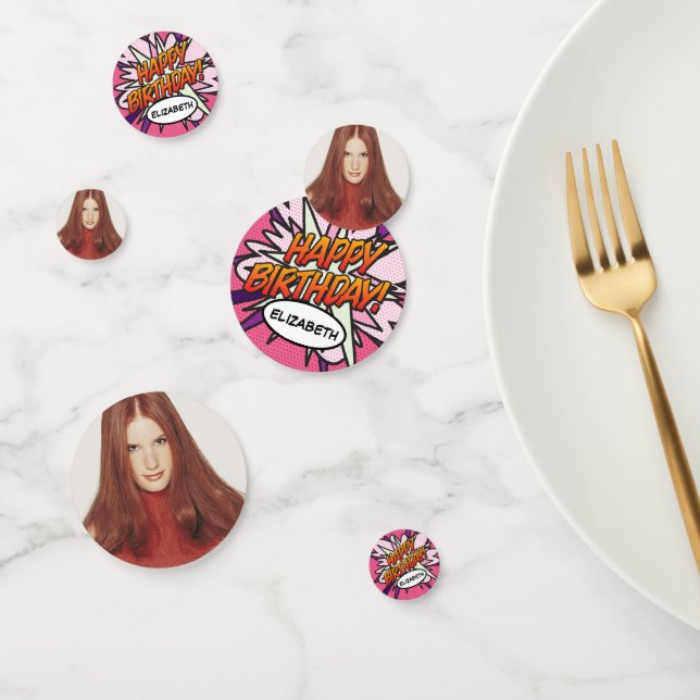 Confettis BONJOUR D'ANNIVERSAIRE Photo Fun Retro Comic Book (Groupe)