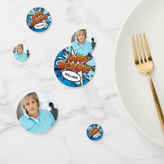 Confettis BONJOUR D'ANNIVERSAIRE Photo Fun Retro Comic Book (Groupe)