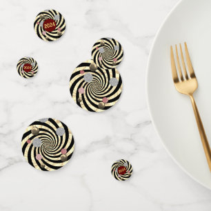 Confettis Bonne année, spirales et bulles 