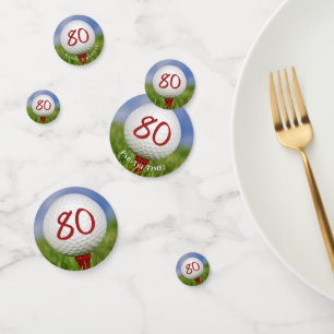 Confettis Boule de golf 80e anniversaire sur tee