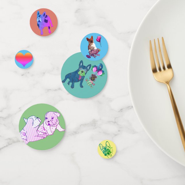 Confettis Bouledogue français cartoon (Groupe)