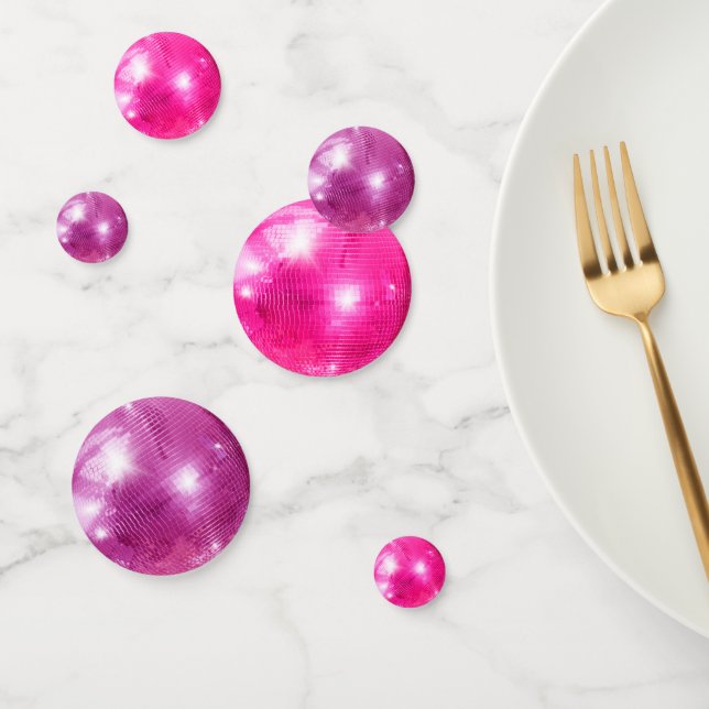 Confettis Boules de Disco Rétro Pailletées Rose Élégantes po (Groupe)