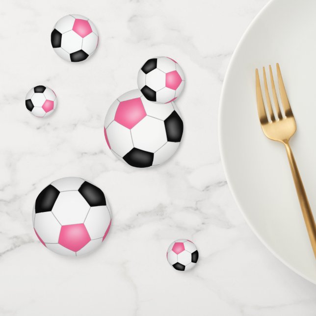 Confettis boules de football rose noire filles sport party (Groupe)