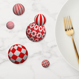Confettis Boules rouges et blanches 3D