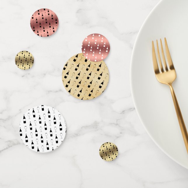 Confettis Bouteille de vin chic et fête de verre (Groupe)