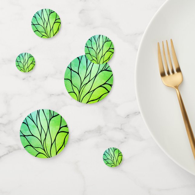Confettis Bright Green Hues Creative Leave Motif (Groupe)