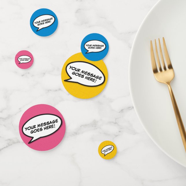 Confettis Bulle de texte de bande dessinée rétro amusante (Groupe)