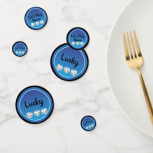 Confettis Bunco ou Bunko Lucky Dice Modern Blue Black