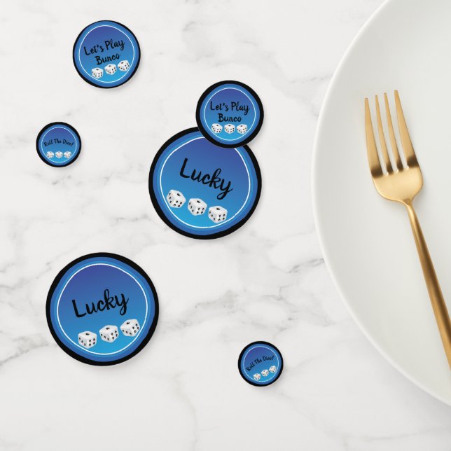 Confettis Bunco ou Bunko Lucky Dice Modern Blue Black (Groupe)