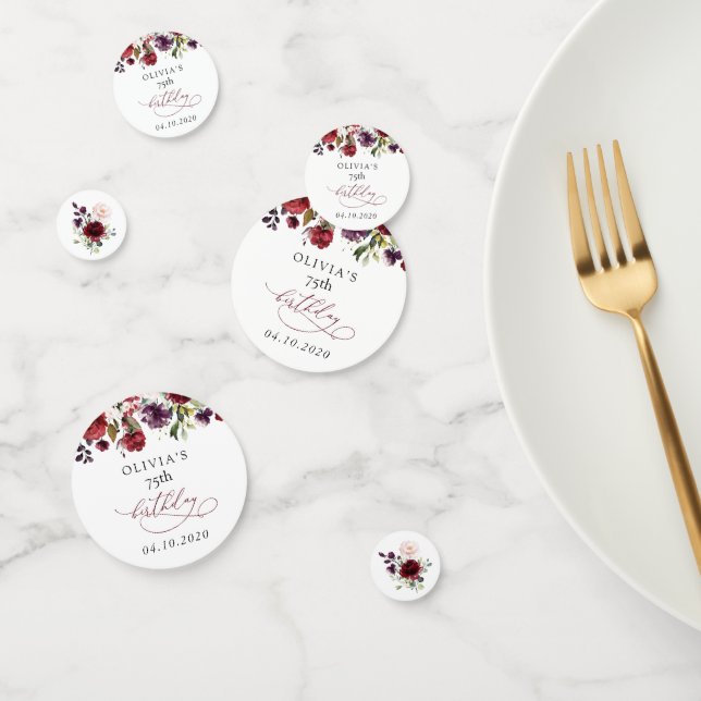 Confettis Burgundy Flowers, Pink Flowers, Boho, Birthday (Groupe)