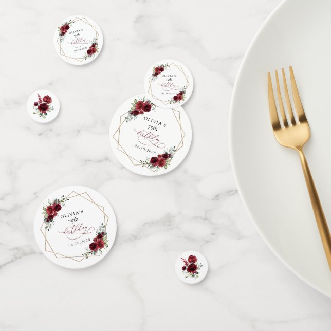 Confettis Burgundy Flowers, Red Flowers, Boho, Birthday (Groupe)