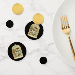 Confettis Cabine d'hiver des oiseaux en Gold Birdcage Noir