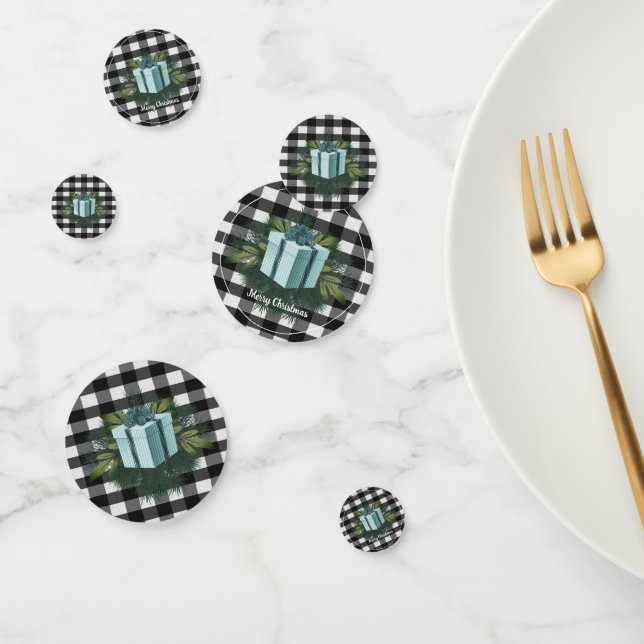 Confettis Cadeau de Noël Plaid Buffalo | TURQUOISE (Groupe)