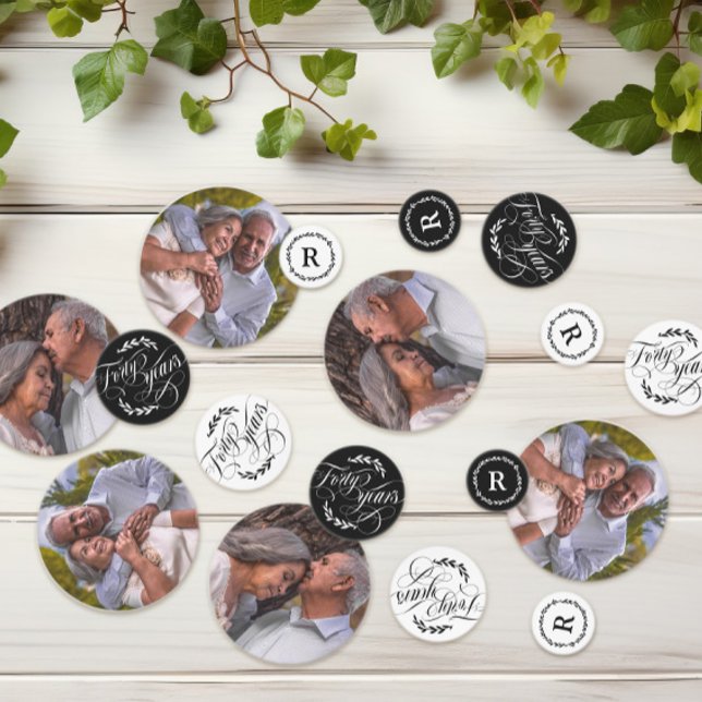 Confettis Calligraphie de verdure 40e anniversaire de Mariag (Créateur téléchargé)