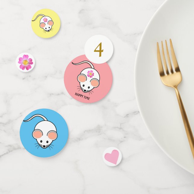 Confettis Caricature de la souris blanche Anniversaire (Groupe)