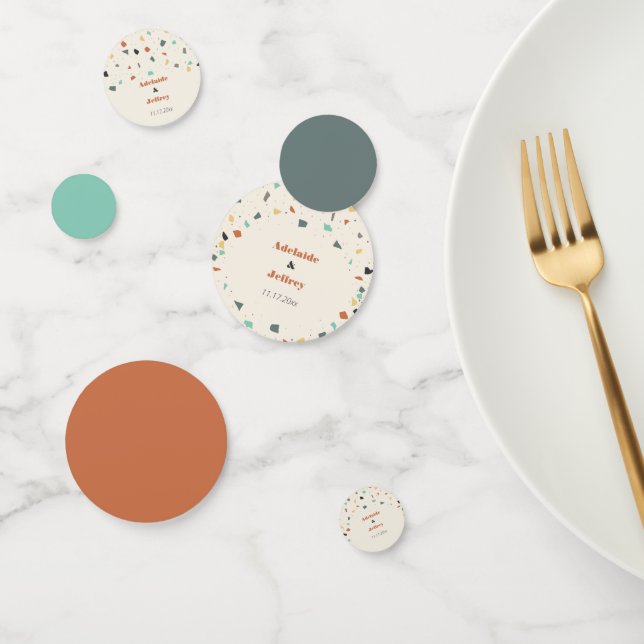 Confettis Carrelage Terrazzo Style Moderne Tons de la Terre (Groupe)