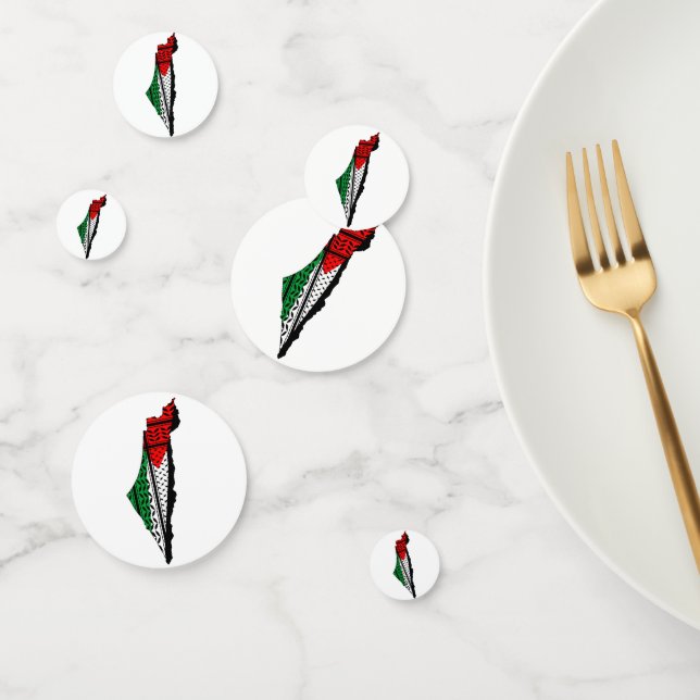 Confettis Carte de Palestine avec drapeau et Motif Keffiyeg (Groupe)