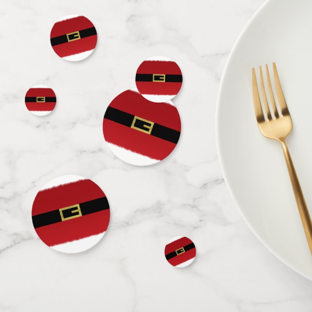 Confettis Ceinture du Père Noël rouge et fourrure blanche No (Groupe)