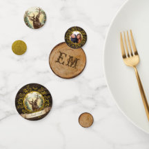 Cerf de Noël rustique vintage avec monogramme doré