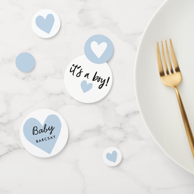 Confettis c'est un garçon Blue Modern Heart Baby shower (Groupe)
