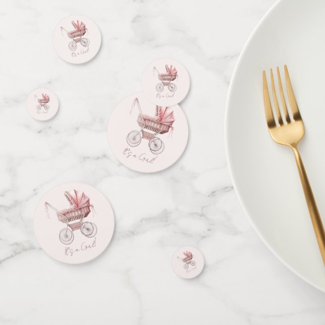 Confettis C'est une fille ! Douche pour bébé rose (Groupe)