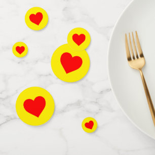 Confettis Chaleur de coeur rouge Jaune