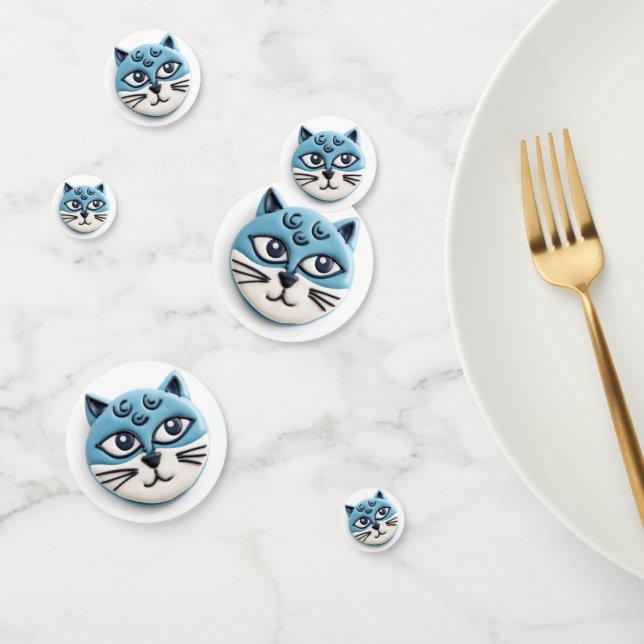 Confettis Chat Bleu Oriental 3D Inspiré (Groupe)