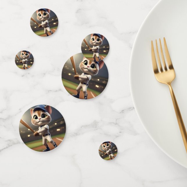 Confettis Chat de baseball 3D amusant, (Groupe)