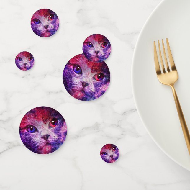 Confettis Chat de galaxie violette (Groupe)