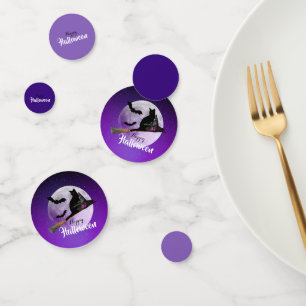 Confettis Chat noir d'Halloween sur la Pleine lune de chambr