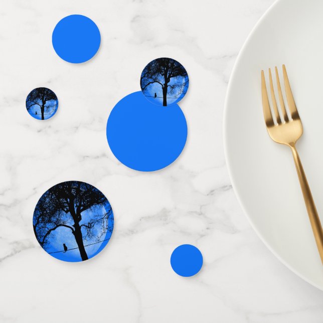 Confettis Chat sur une lune bleue fil (Groupe)