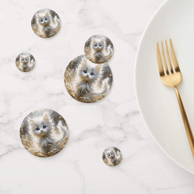 Confettis Chaton blanc précieux (Groupe)